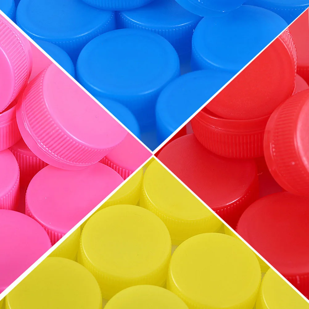 100Pcs Colorful Bottle Caps Plastic DIY Handcraft Material Assorted 14 Colors Art Projects for Imagination and Skill