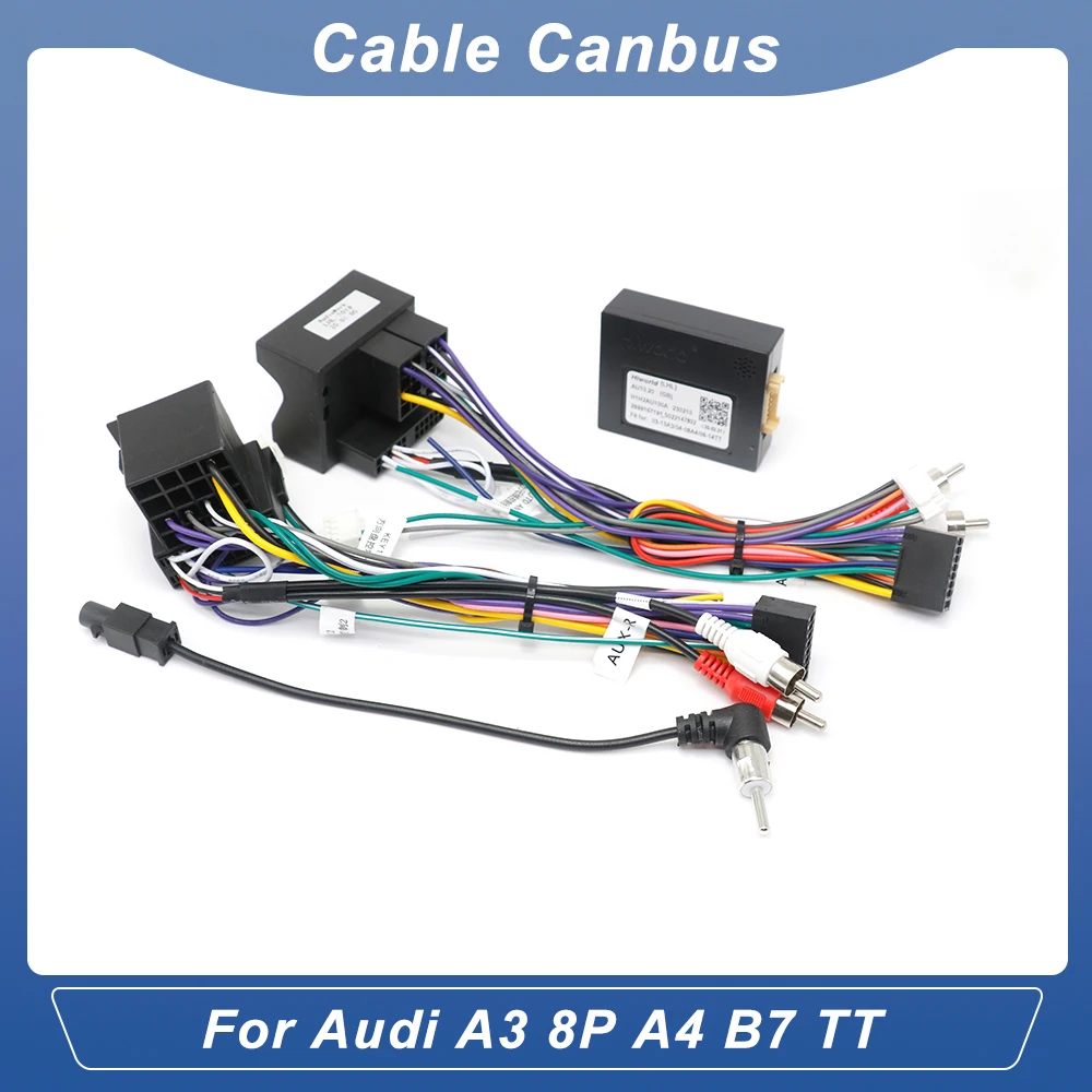 16 Pin Plug Connector RCA Car Android Wiring Cable Canbus Decoder Harness Adapter for Audi A3 8P A4 B7 TT