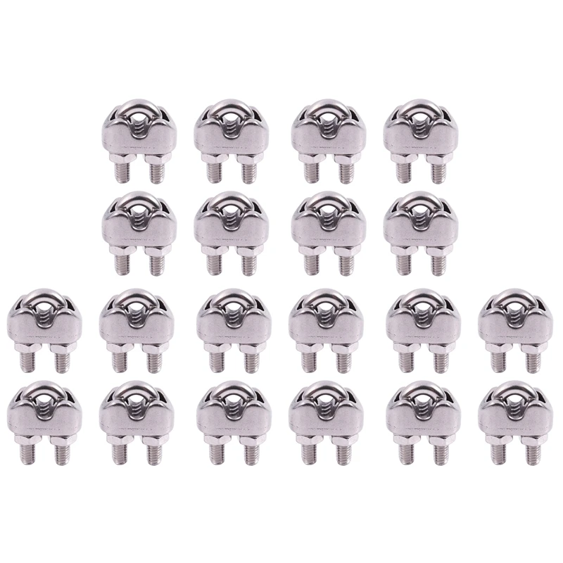 

Promotion! 20Pcs Stainless Steel Cable Clip Saddle Clamp For Ropes 0.3Cm 3Mm Wire