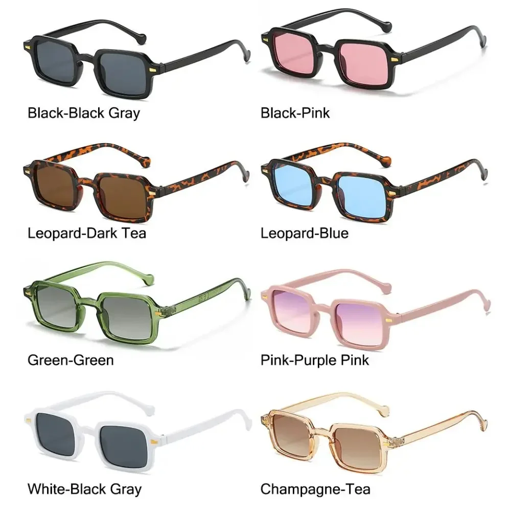 Sun Glasses Casual Men UV400 Protection Rivets Decoration Vintage Women Rectangle Luxurious image 6