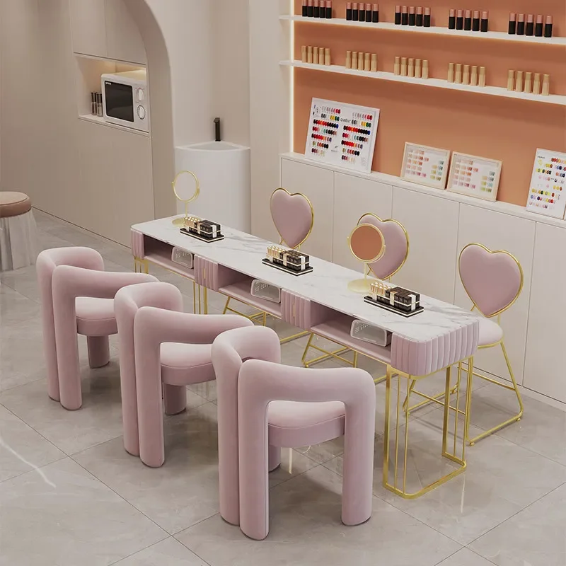 

Nordic Simple Nail Table Design Professional Round Quality Nail Desk Trendy Vintage Tavolo Scrivania Per Unghie Salon Furniture