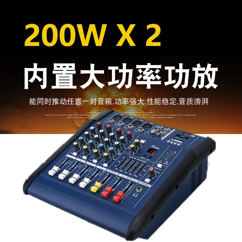 4‑Channel High Power Amplifier 402D Built‑in Bluetooth Mixer With Mic For Outdoor Stage Loudspeaker Audio Accessory