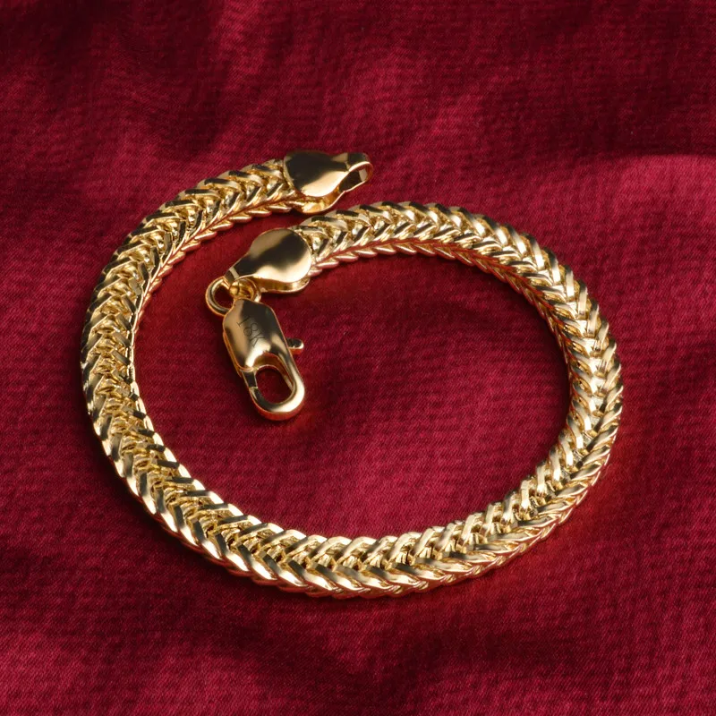 Classic Shiny 18k Gold Snake Chain Bracelet Male Female Jewelry For Daily Party Travel Best popular Fast Shipping