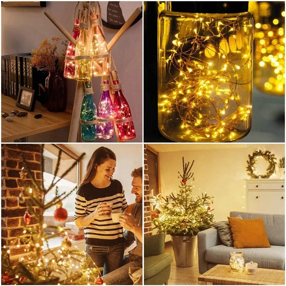 2 Meter 20 Led 1 Meter 10 Led Bottle Fairy String Lights Cork Christmas Wedding Party