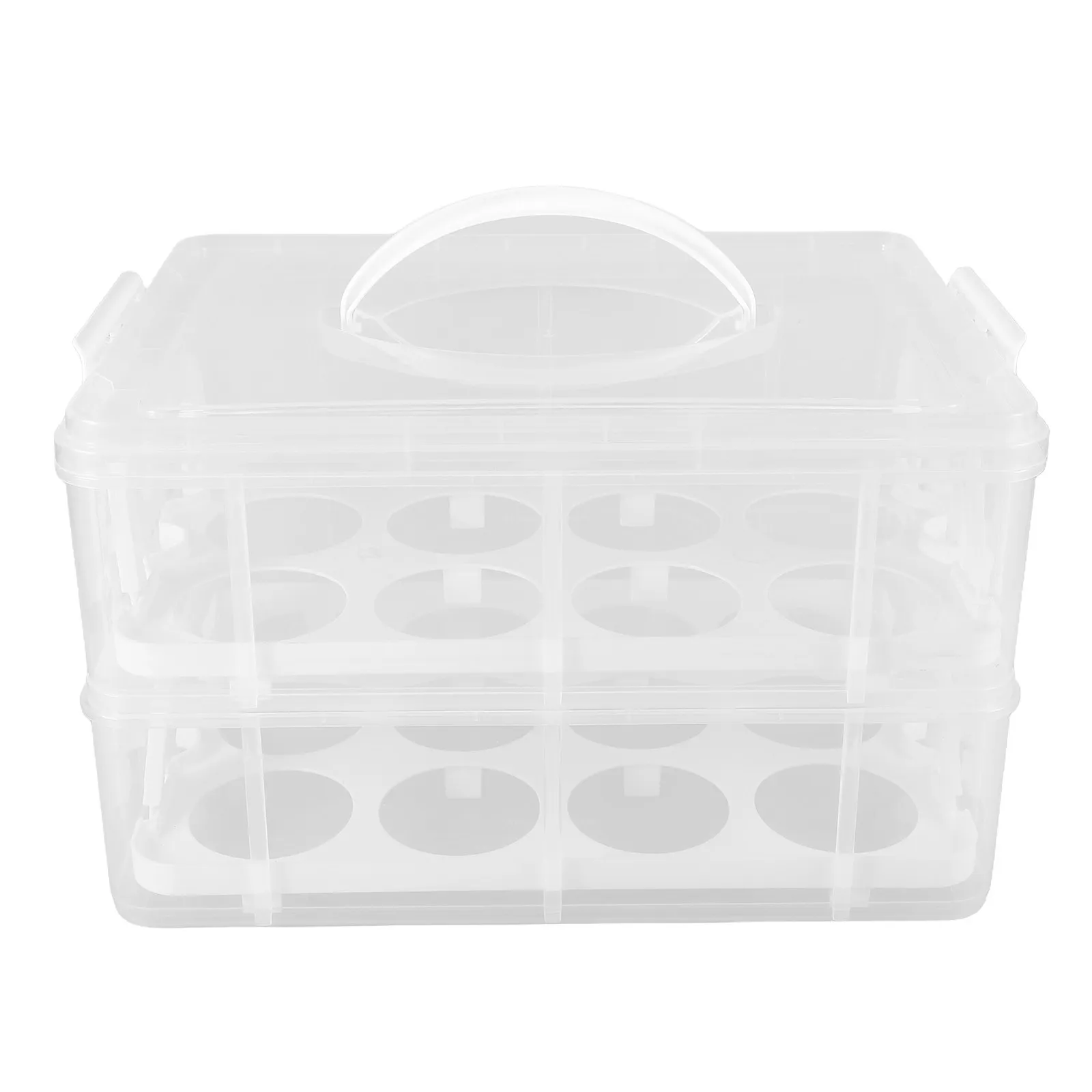 

Transparent Rectangular Cupcake Transport Container Dual Layer Dessert Packing Carrier with Lid Portable Cake Box for Bakery