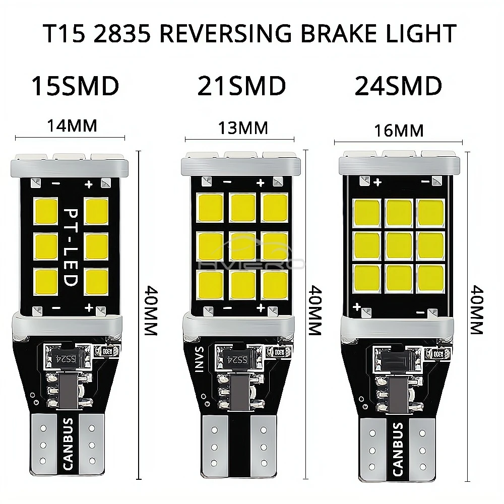1 pz T15 2835 W16W Lampada LED Stroboscopica per Auto 12V, Luce Targa Retromarcia Ultra Luminosa, Lampadina LED Posteriore per Bagagliaio, Luce di