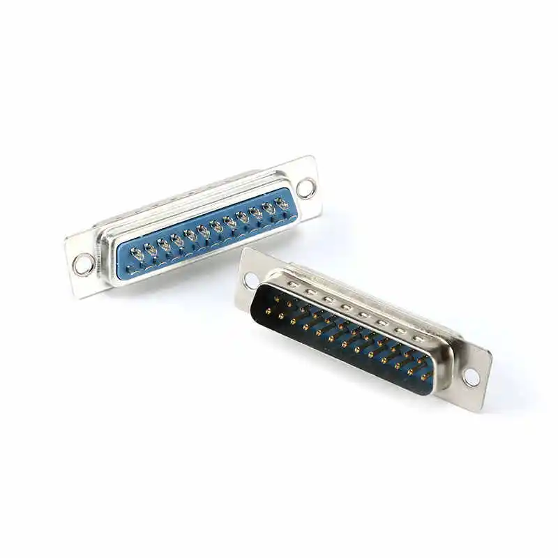 DB25 connector, socket, female plug, male plug, casing, parallel port, double row 25 pins, solder type