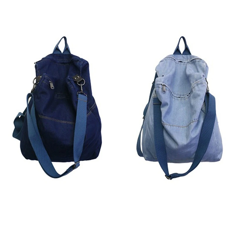 

ASDS-Backpack Fashion Denim Bag Wild Pure Color Student Backpack Male And Female Student School Bag Backpack