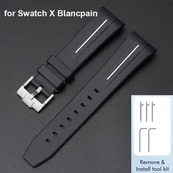 Strap for Swatch X Blancpain Fifty Fathoms Five Ocean 22mm Quick Release Curved End TPU Rubber Watch Band Bracelet Accessories
