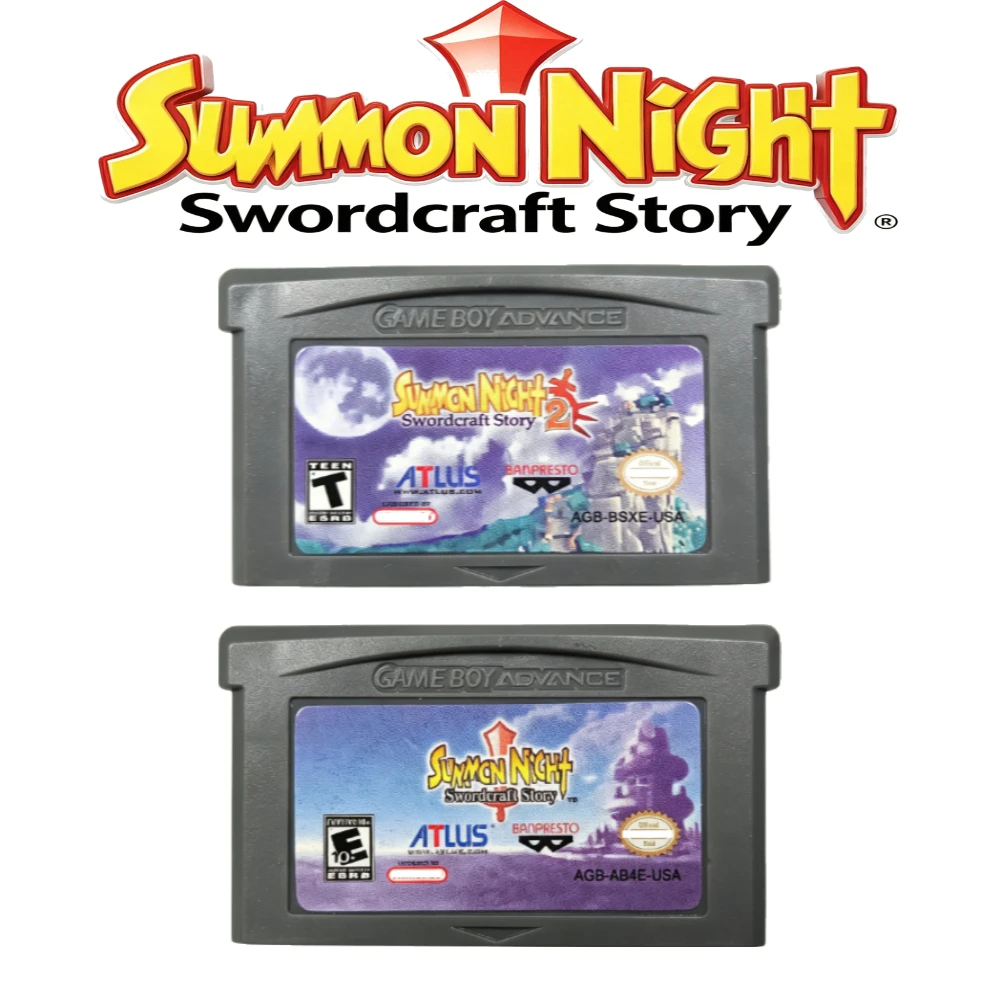 2PCS Set Summon Night Swordcraft Story 1 and 2 GBA Cartridge US Version Retro Video Game Card for GBA GBA SP NDS NDSL