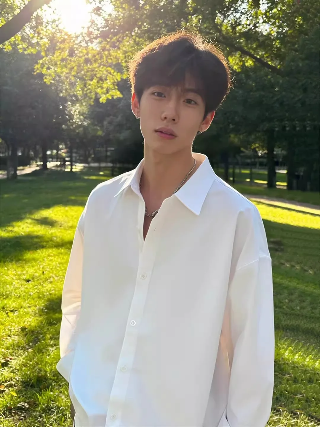 

Naples Briti Sle Long Sve Suit irt Men's Korean Lazy Sle High-End Feeling Inner Wear DK irt CleanFit Flip Collar