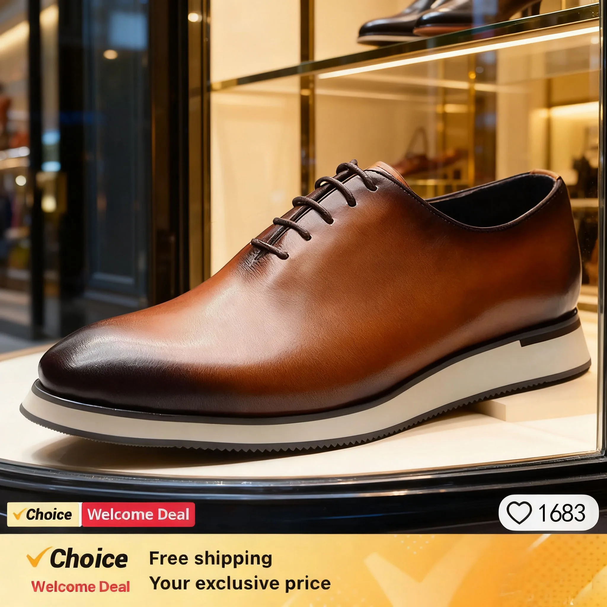 

Luxury Handmade Genuine Cowhide Leather Casual Oxfords Mens Dress Shoes Whole-Cut Plain Toe Lace-up Soft Flat Sneakers for Men