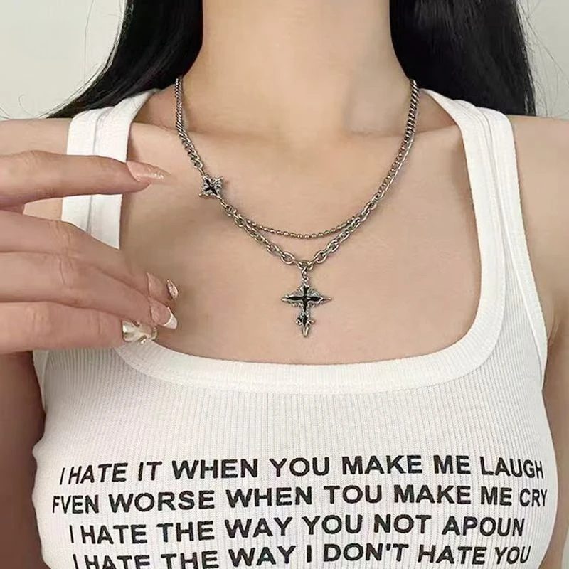 original-black-cross-necklace-hip-hop-niche-collarbone-chain