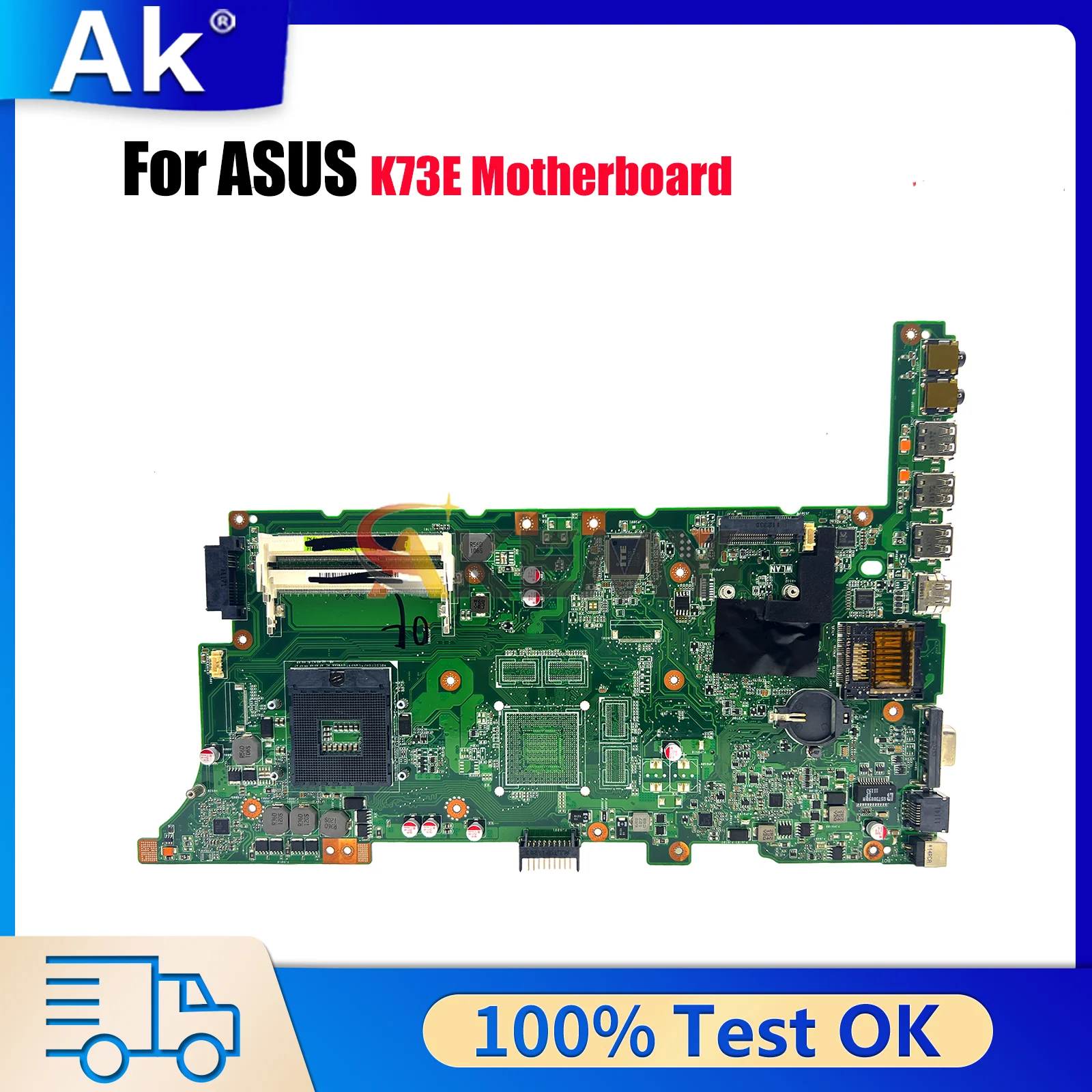 

K73E Laptop Motherboard For ASUS K73E K73E Notebook Mainboard This item is in stock 100% tests OK fast shipping High quality