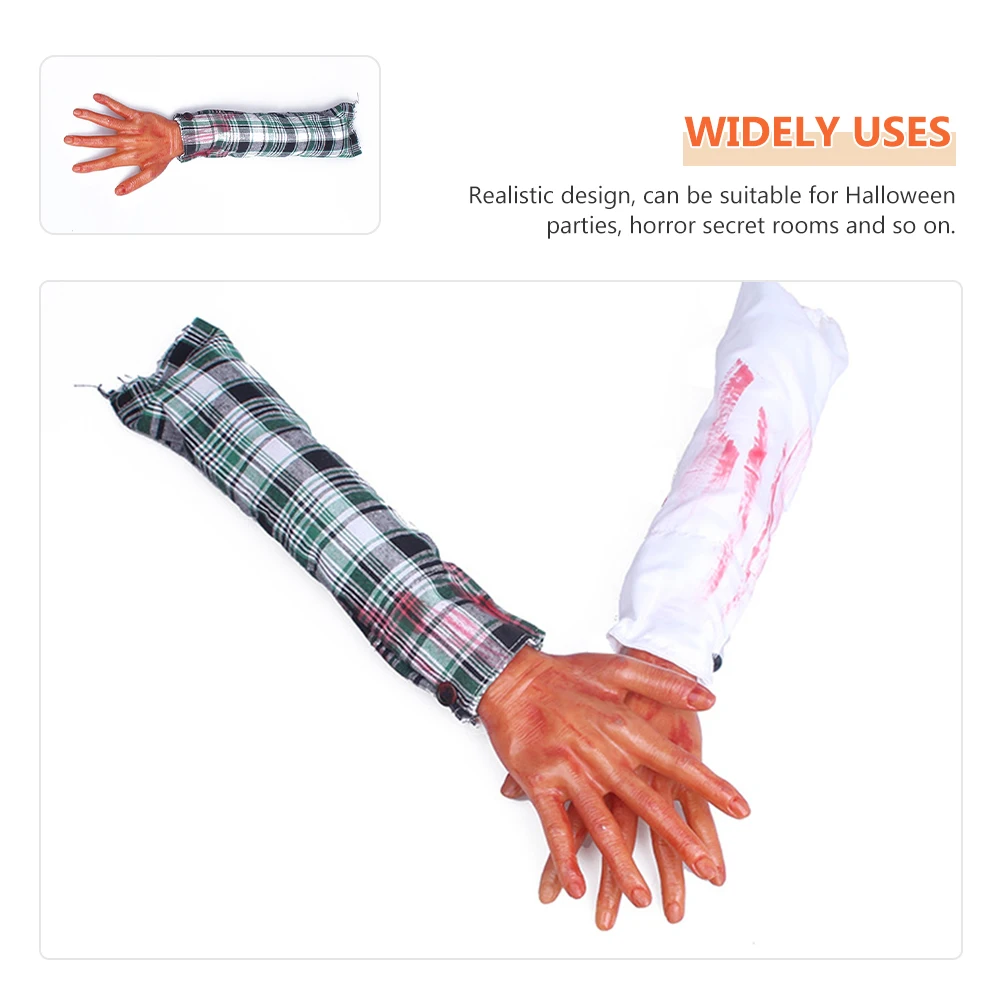 

2 Pcs Fake Hand Props Bloody Halloween Decoration Hands Scary Party Decorations