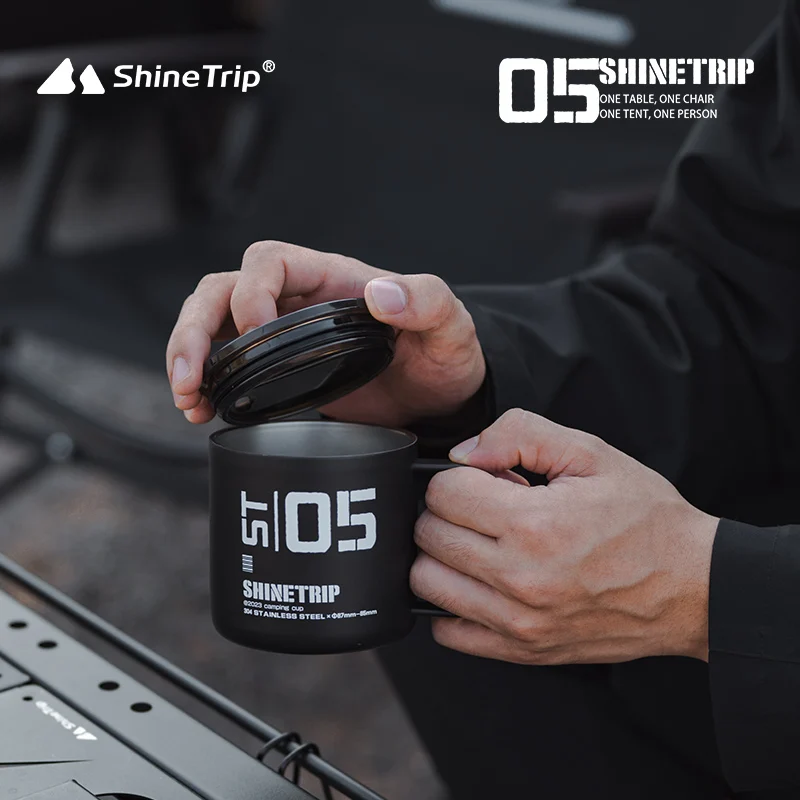 Термокружка ShineTrip 350 мл из нержавеющей стали 304, тактический дизайн, герметичная крышка, портативная чашка для кофе и чая для кемпинга на открытом воздухе