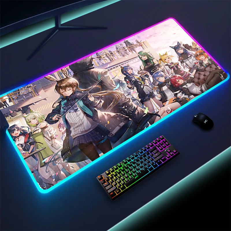 

Mouse Pad with Rgb Laptop Mat Desk Carpet Gamer Accessories Keyboard Computer Table Deskpad Mousepad Mausepad Anime Arknights