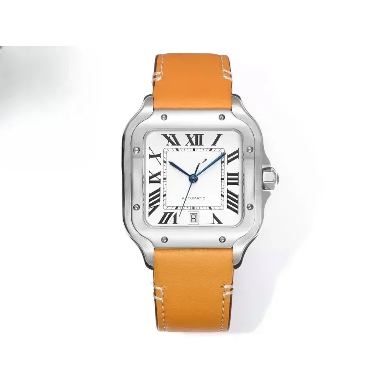 امنح مجموعة هدايا جميلة 2025VIP من الجلد الطبيعي المستورد من سلسلة Santos للرجال ساعة فاخرة ومتميزة ورائعة