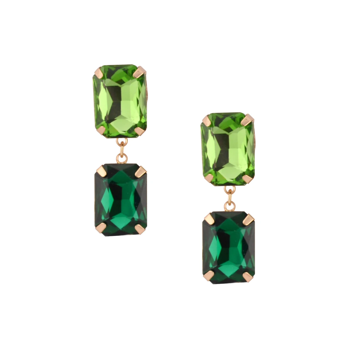 New Trending Luxury Green Square Crystal Earrings For Women Drop Statement Earring