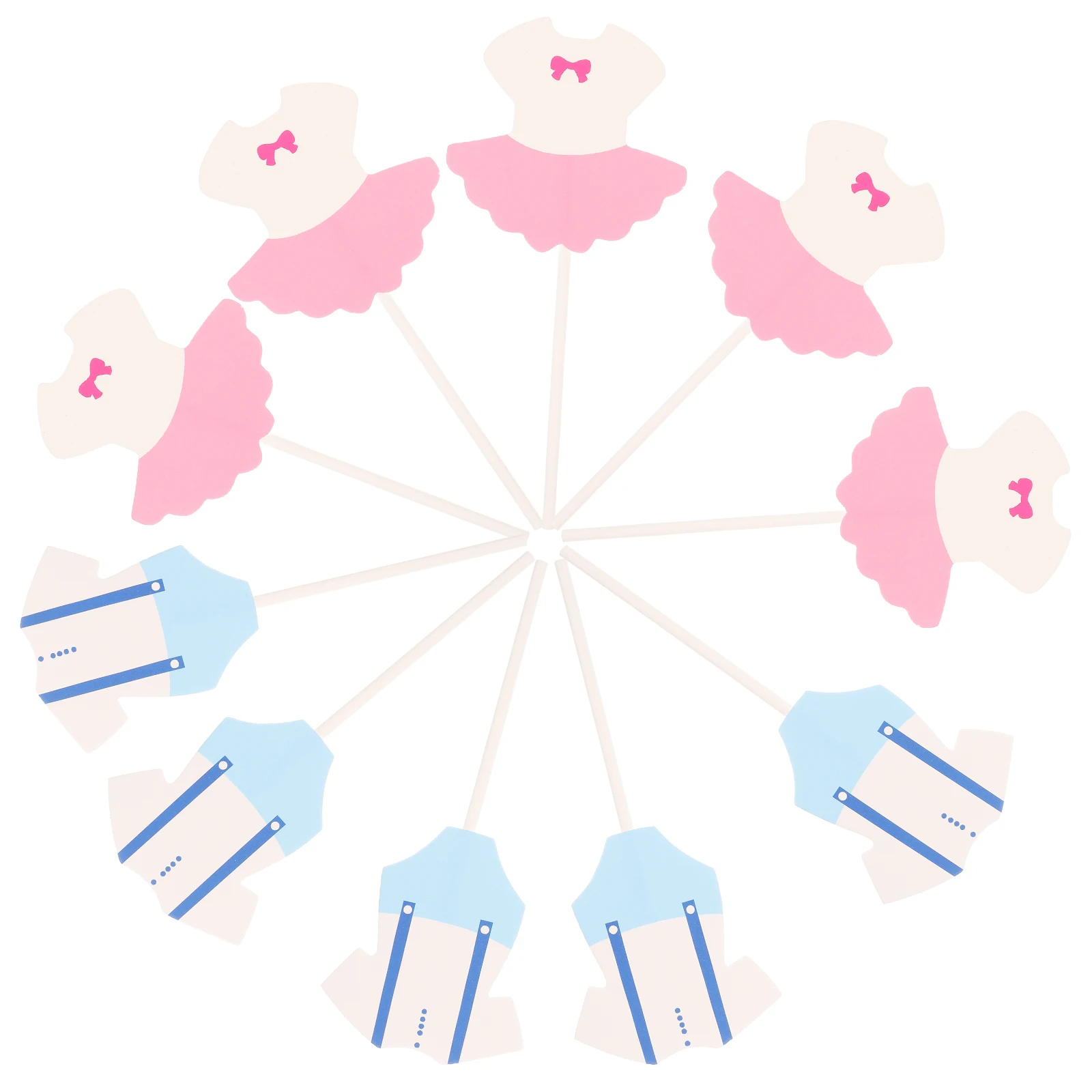 

20 Pcs Gender Reveal Cake Toppers Birthday Party Decorations Boys Clothes Girls Dress Shape Picks Cake Decoration Props