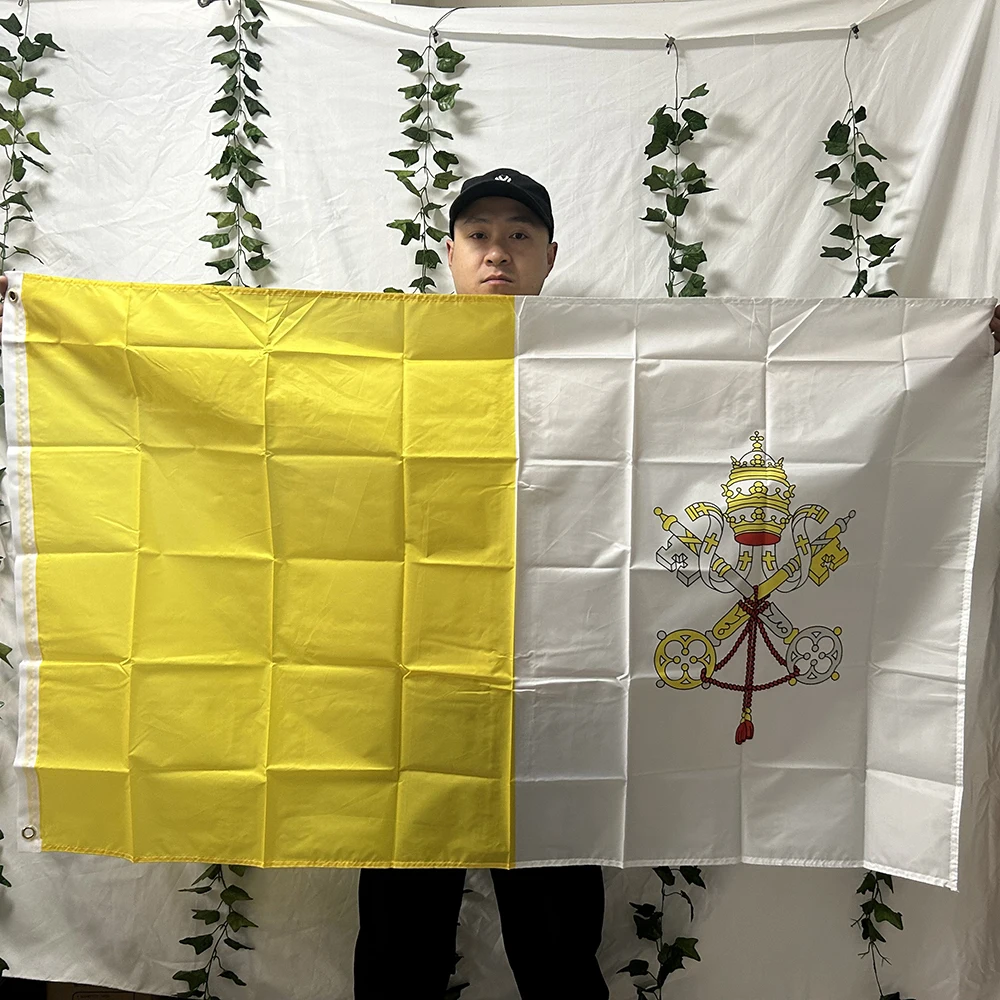 （TIKI FLAG）Vatican Flag 3x5fts  90x150cm polyester VAT VA Vaticanae Vatican Country Flag of Vaticano for home decoration