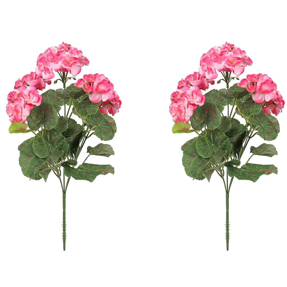 2 stks Kunstbloemen Faux Geranium UV-bestendig Nep Zijden Bloem voor Planter Outdoor Tuin Patio Decor Thuis Tafeldecoratie