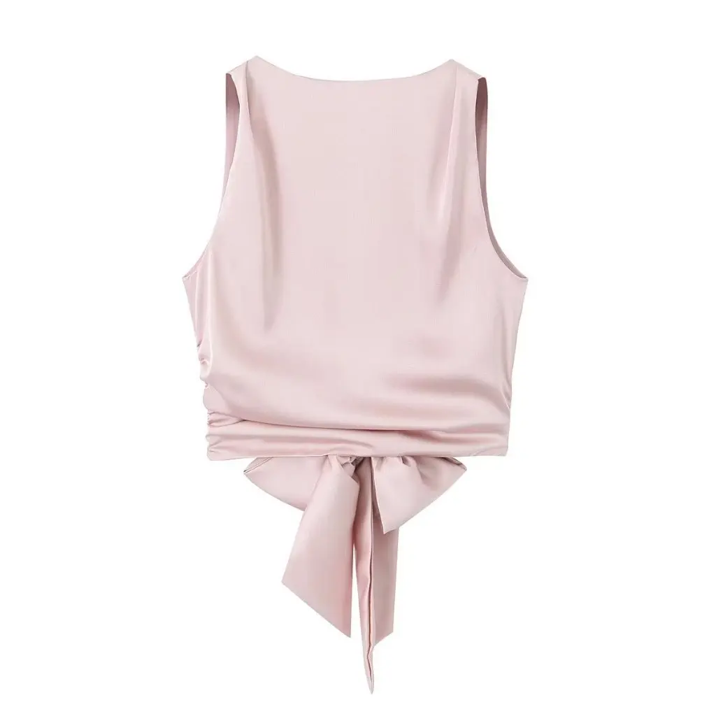 

Summer Y2K Women's Backless Vest European American Style Clothing Leaky Back Texture Knotted Design Wholesale New