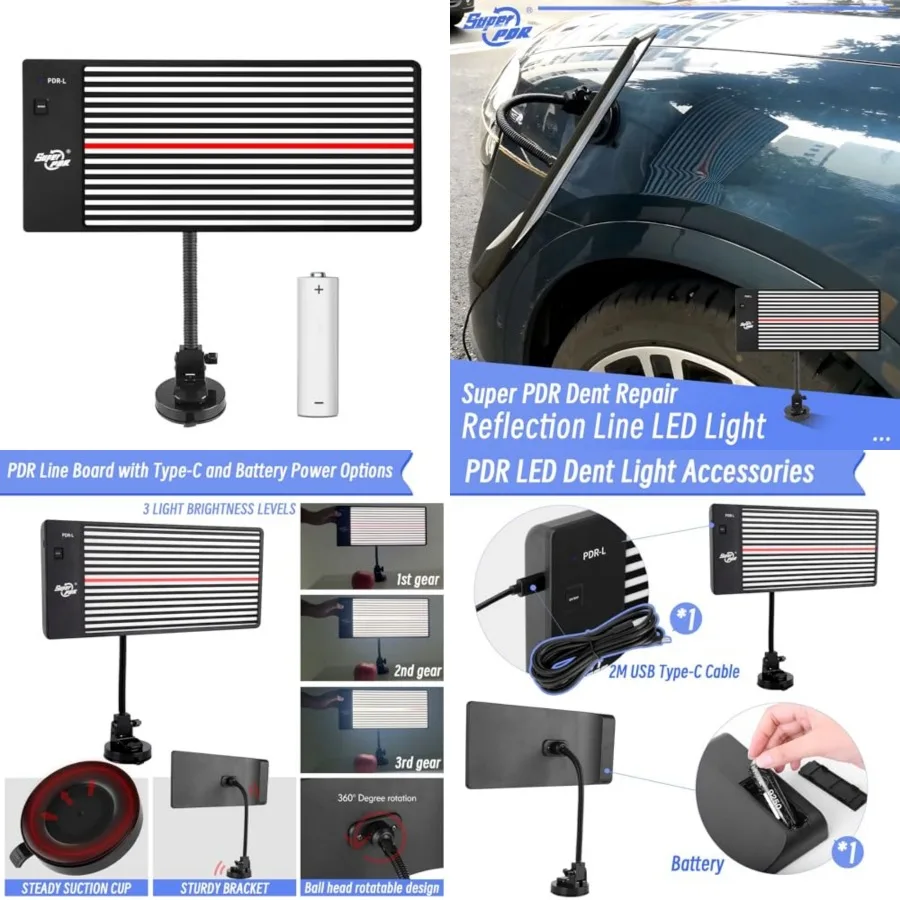 

Light Board PDR Light Dent Line Board LED PDR Light USB Battery Powered Reflection Light Board Professional Dent Repair Tool Au
