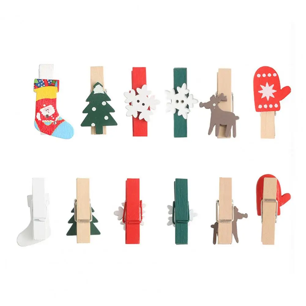 Wooden Clips Christmas Snowflake Wooden Clothespins Set for Hanging Cards Photos 100 Mini Clips Green Wood Design Snowflake Mini