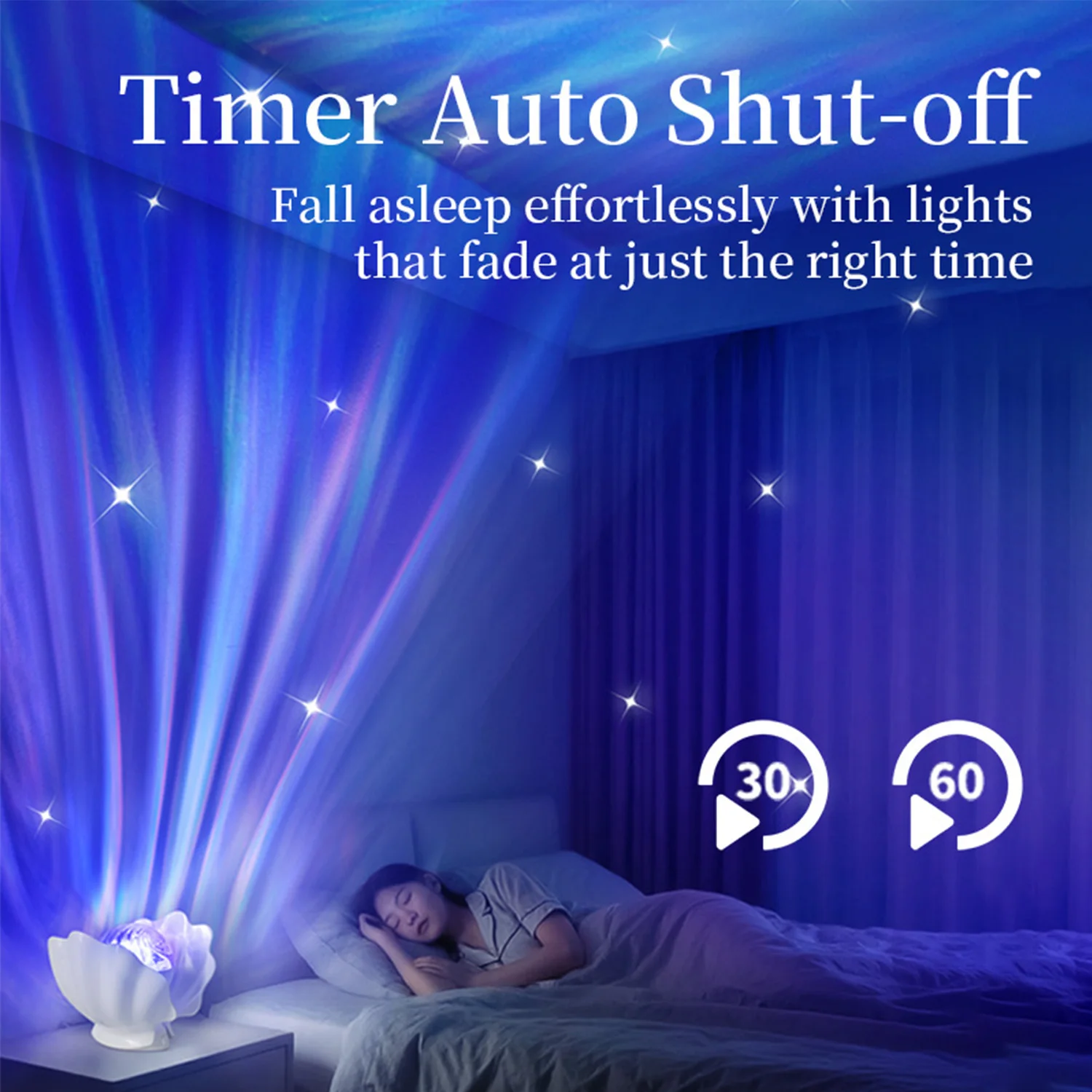 シェル投影雰囲気ナイトライトUSB充電式リモコン付きLEDオーロラプロジェクターランプ、家庭用子供部屋の装飾に