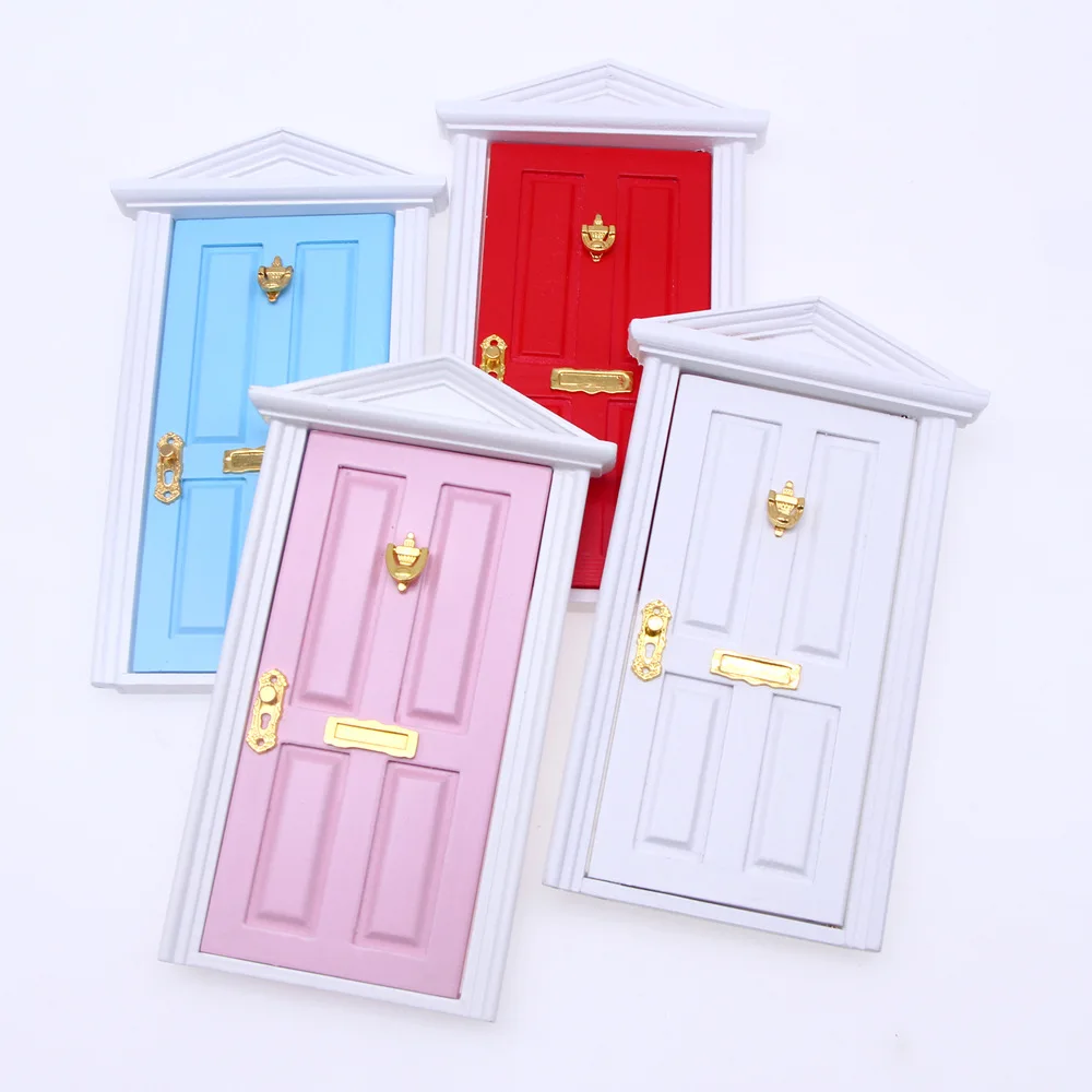 Doll House Christmas Pointed Top Door 1/12 Doll House Miniature Furniture Mini Door and Window Model Accessories