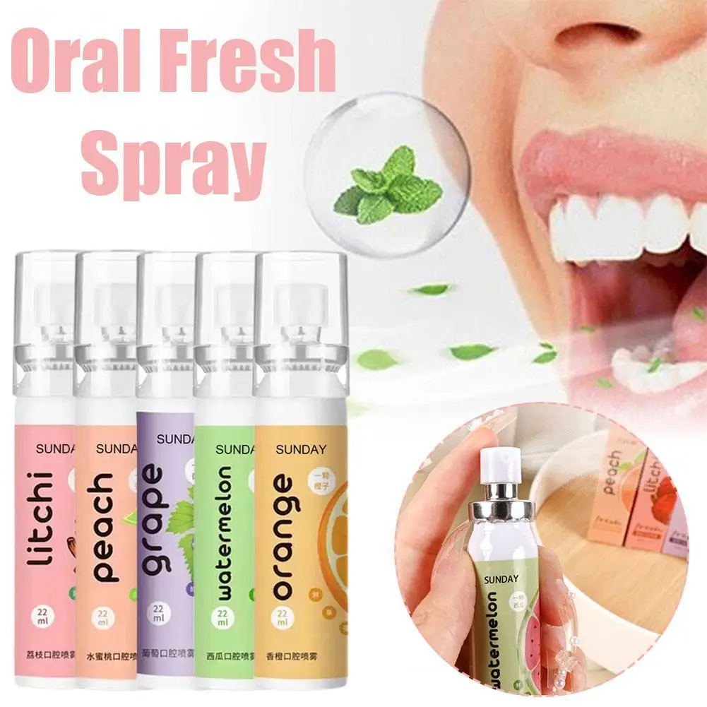 Fresh Oral Spray Fruit Flavour Fresh Breath Spray Portable Refreshing Cool Fresh Breath Oral Odor Remover Fights Bad Breath