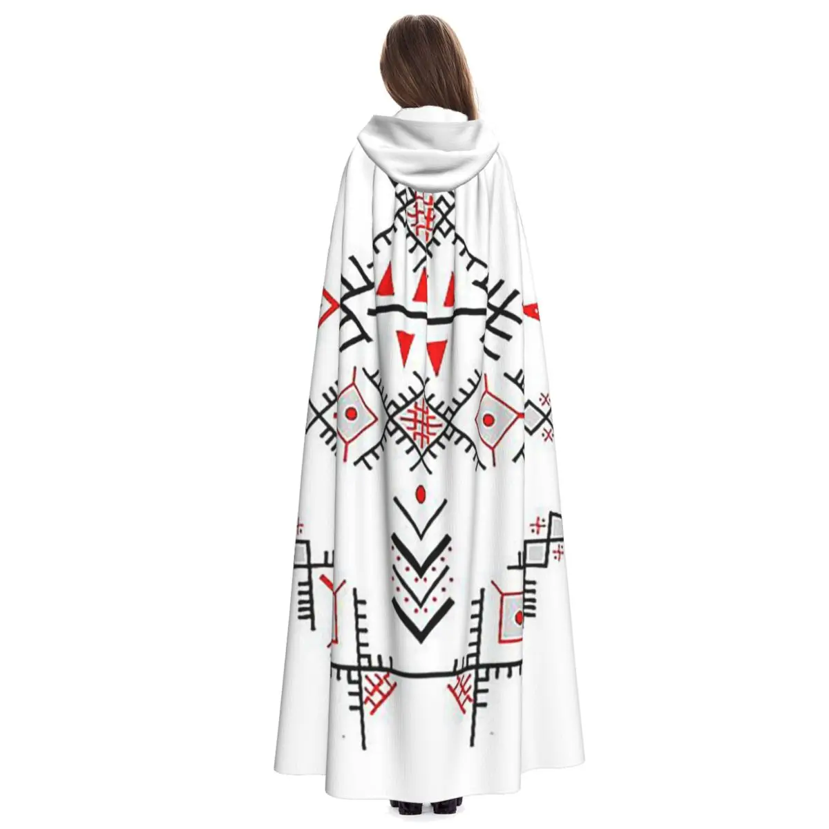 Kabyle Jewelry Amazigh Morocco Long Hooded Cloak Witch Medieval Costume Cosplay Cape HalloweenCoat Adult Unisex