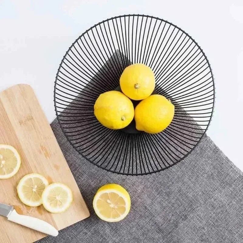 Household Tool Storage Basket Black Table Decoration Metal Candy Dish Kitchen Fruit Bowl Food Basket Iron Vegetable Home Holder