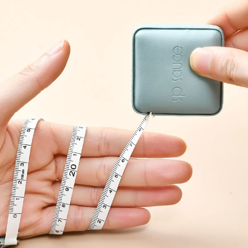 1pcs Mini Soft Square Tape Measure For Sewing Push Button Measuring Tape Body Measuring Soft Tape Retractable Inch Tape