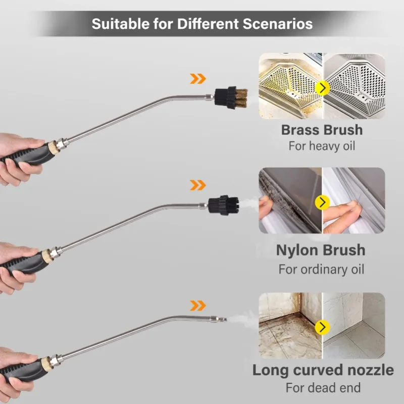 منظف بخار محمول بقدرة 2500 وات، ماكينة تنظيف بالبخار المضغوط بدرجة حرارة عالية، بدون خزان وشديدة التحمل للمطبخ