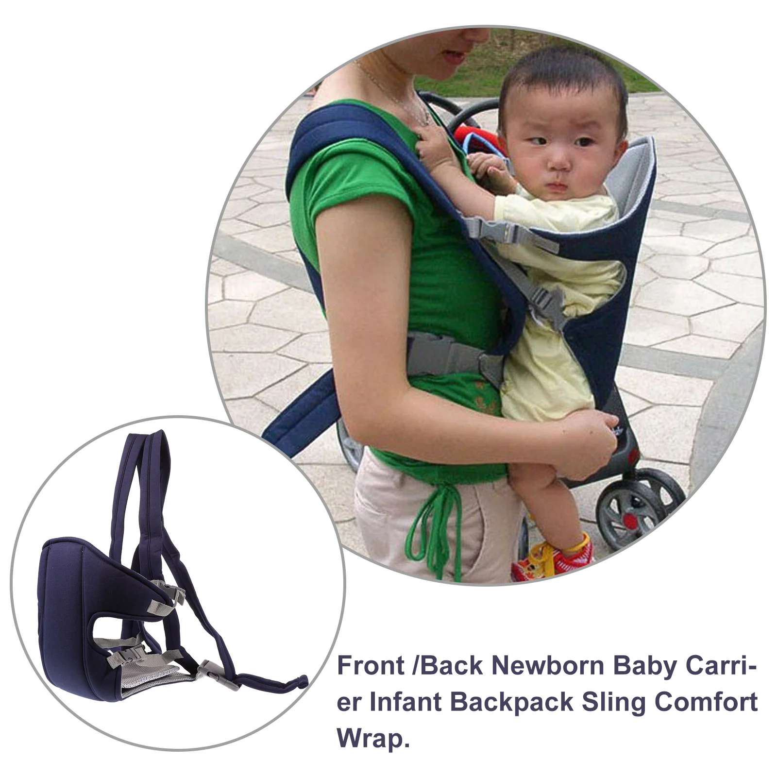 Multi-functional Breathable Adjustable Front /Back Newborn Baby Carrier Infant Backpack Sling Comfort Wrap - One Size (Blue)