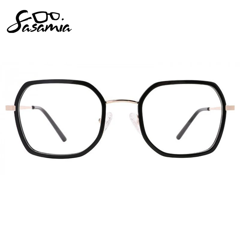 

SASAMIA Unisex Eyeglasses Frame Female Glasses Metal Geometric 4 Colors Pure Prescription Lenses Frames Glasses MW6010