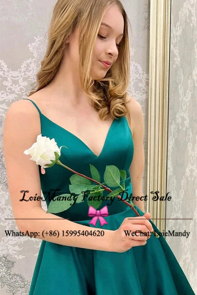 Dark Green Short Graduation Dresses Sexy V-neck Backless Prom Party Gowns For Women Formal Plus Size Mini Vestidos de graduación