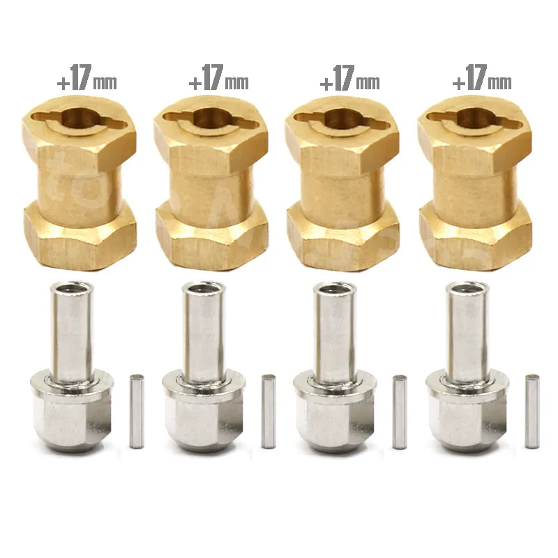 4pcs RC Cars Parts 12mm 15mm 17mm Brass Hex Wheel Widener Adapter Set for 1/10 Crawler Axial SCX10 Wraith RR10 SCX10 D90 D110