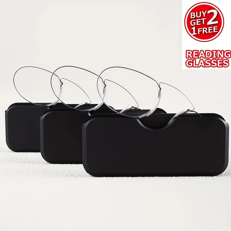 Nasenclip-Lesebrille, Edelstahlrahmen, TAC-Gläser, Leichtgewichtig, Design ohne Brillenbügel, Einfach zu tragen, Ideal für Mobiltelefone