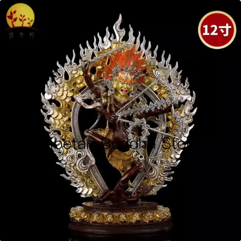 

36.5cm Pure copper Tantric Sect made Ming Buddha Mother ancient color gilded gold and silver red Tara Buddha statue ornament