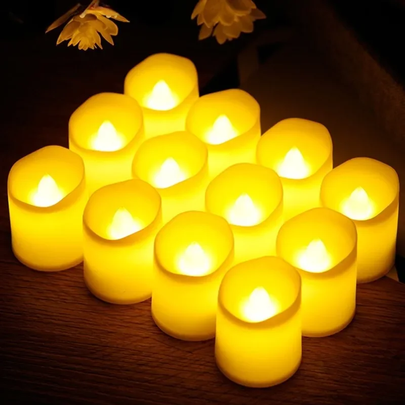 Velas electrónicas LED sin llama, lámpara de mesa con luz de té alimentada por batería para bodas, Halloween, decoración navideña, velas