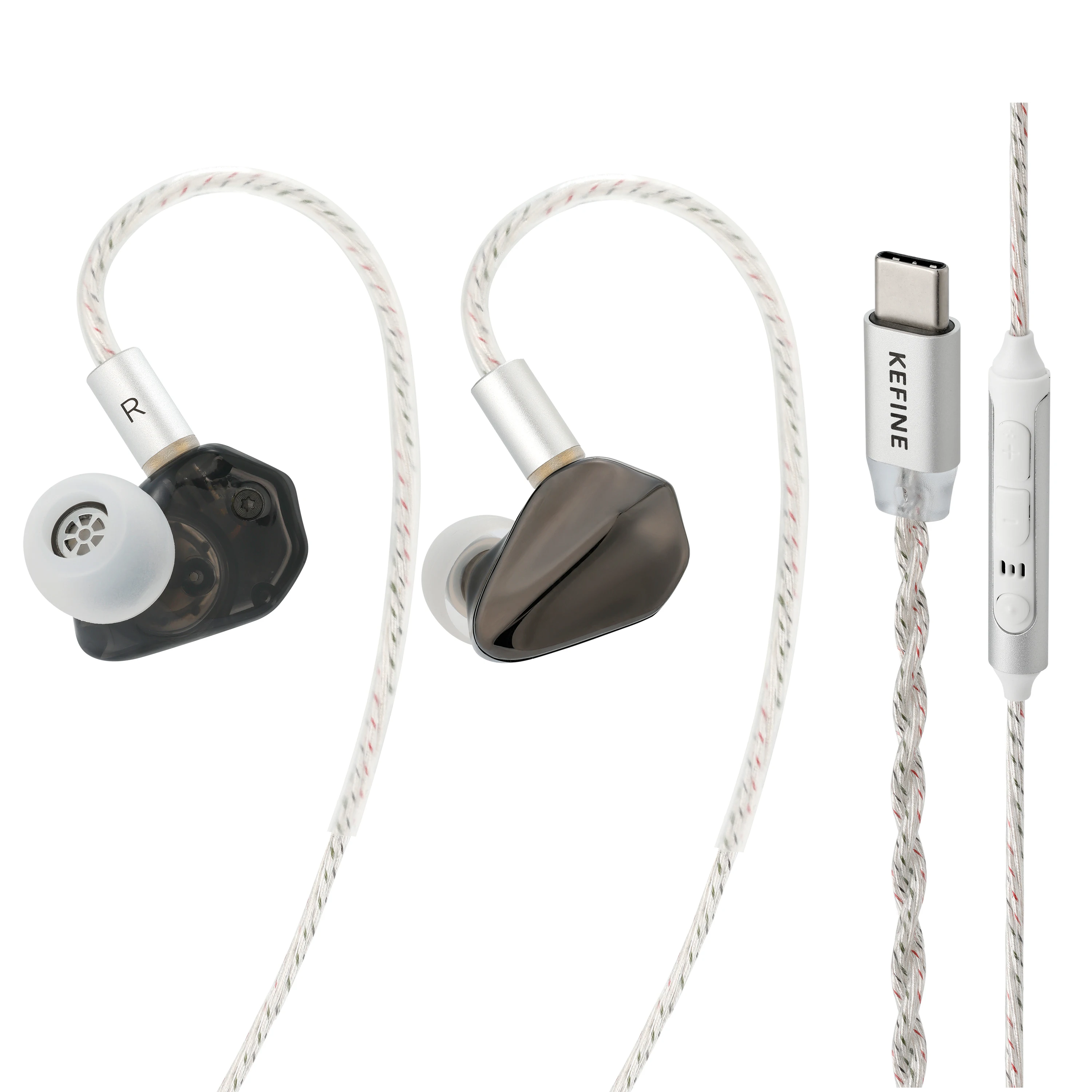 KEFINE Loric PU + titanium composiet membraan in-ear monitor oortelefoon transparante behuizing met frontplaat van zinklegering