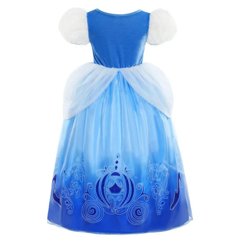 Neue Disney Aschenputtel Prinzessin Kleid Mädchen gedruckt geschwollene Kleid Halloween Karneval Party Cosplay Kleidung Kind Geburtstags geschenke