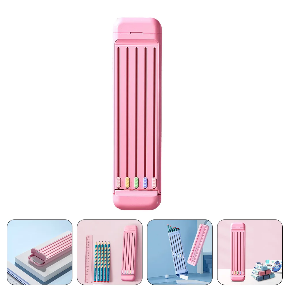 

1 set Stationery Box Set Plastic Multi-function Pen Case Portable Storage Organizer Container for Students with Pencils