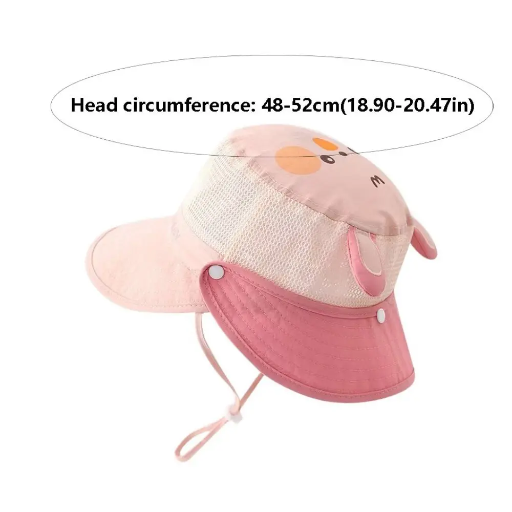 Quick-dry Cartoon Animal Bucket Hat Detachable Mesh Summer Kid Sunhat Anti-UV Sun Hat Shading Hat Children's Fisherman Hat Kid