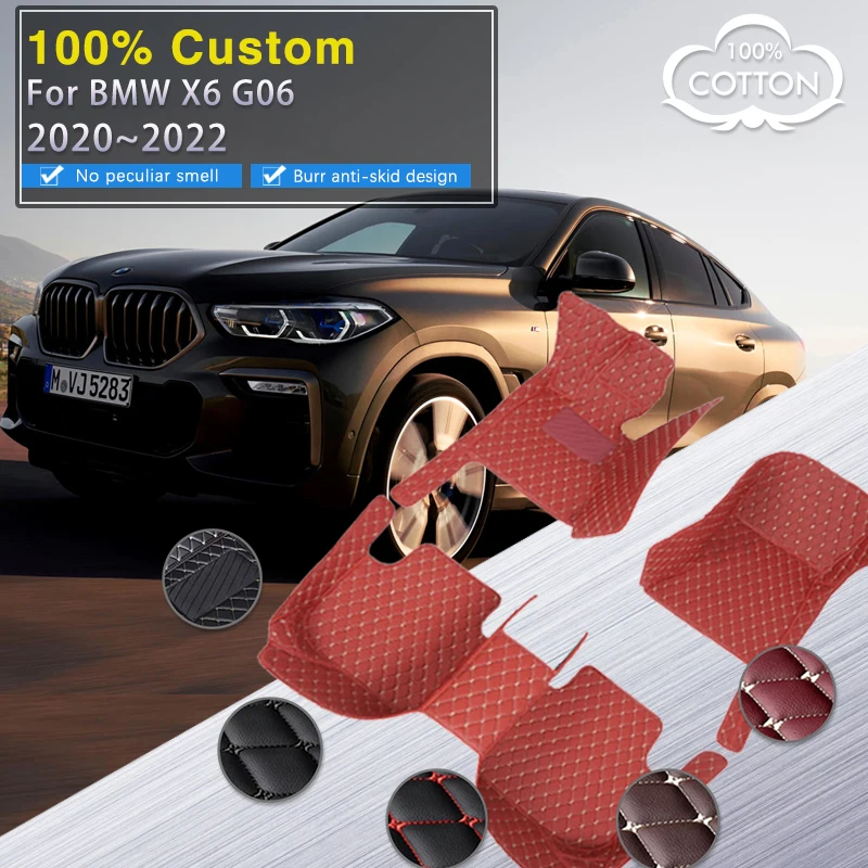 

Car Mats For BMW X6 G06 MK3 2020 2021 2022 Luxury Leather Floor Mat Rugs Auto Waterproof Carpet Interior Parts Car Accessories