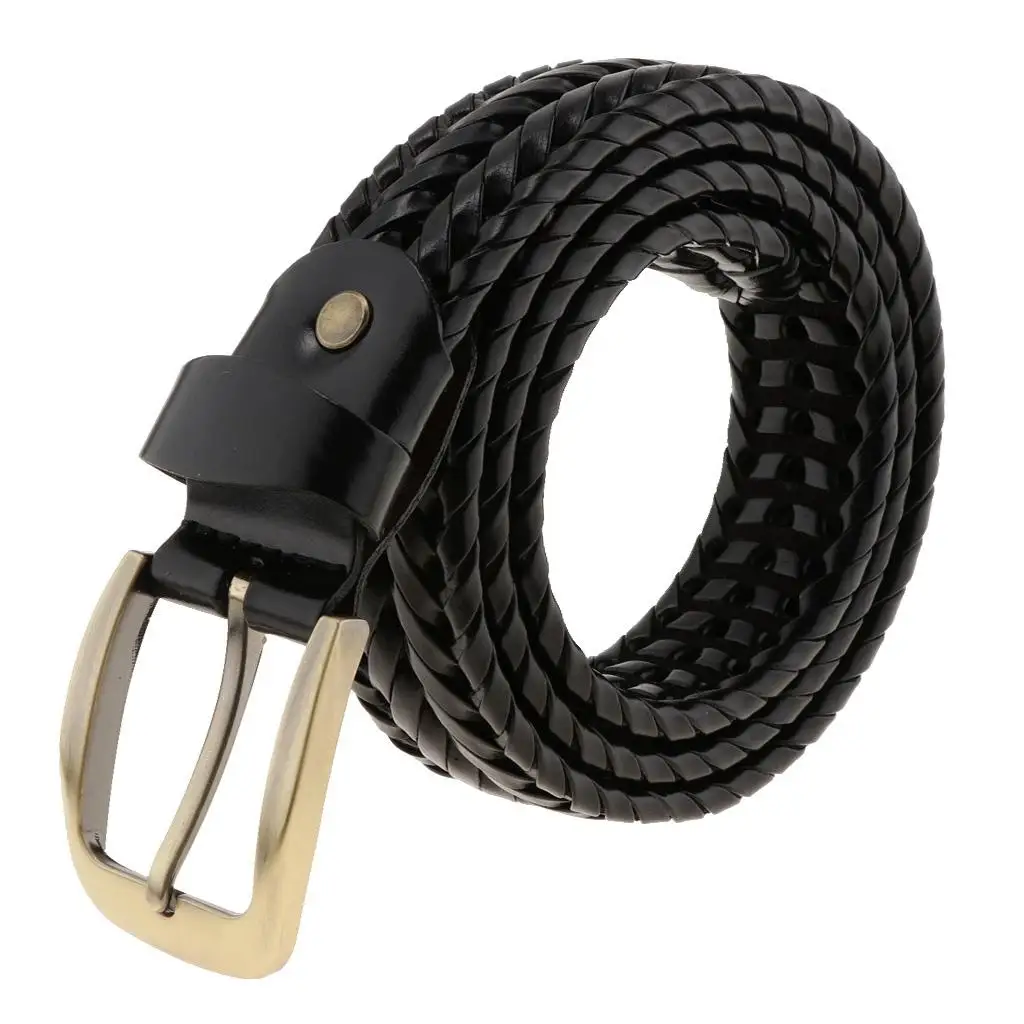 

Men's Women's Waistband Elastic Braided Stretch Belt with Covered Buckle for