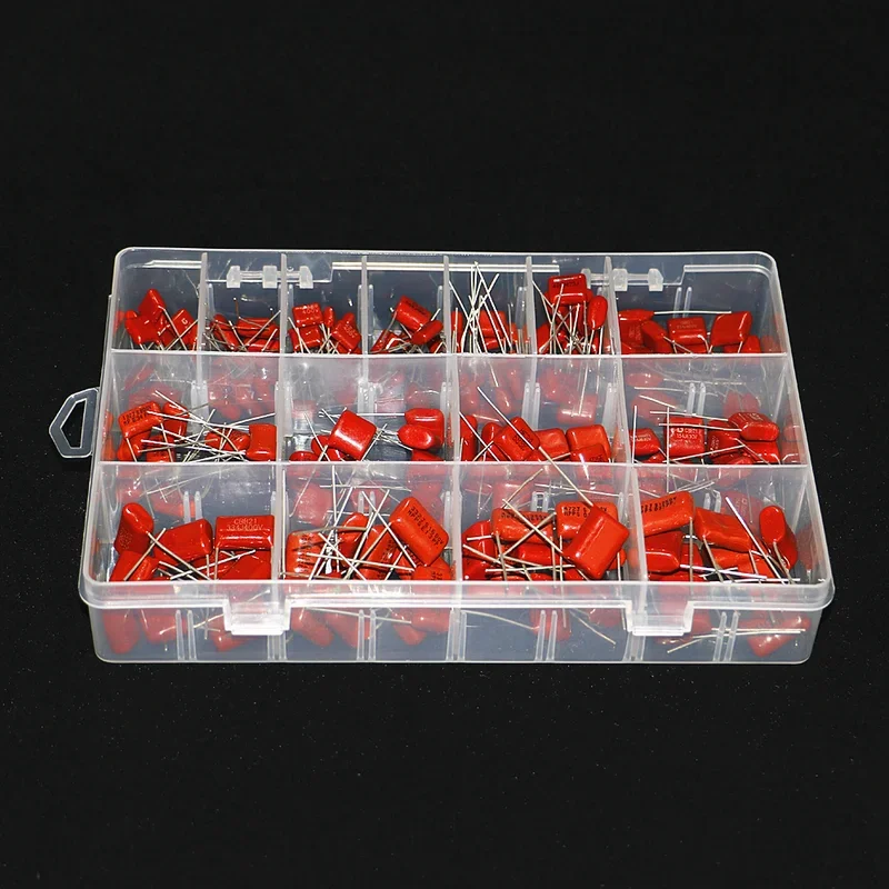 150 pz 15 Tipi 400 v 630 v CBB Condensatori a Film Metallico Assortimento Kit 1NF 2.2NF 10NF 33NF 47NF 100NF 150NF 220NF 330NF 470NF 560NF